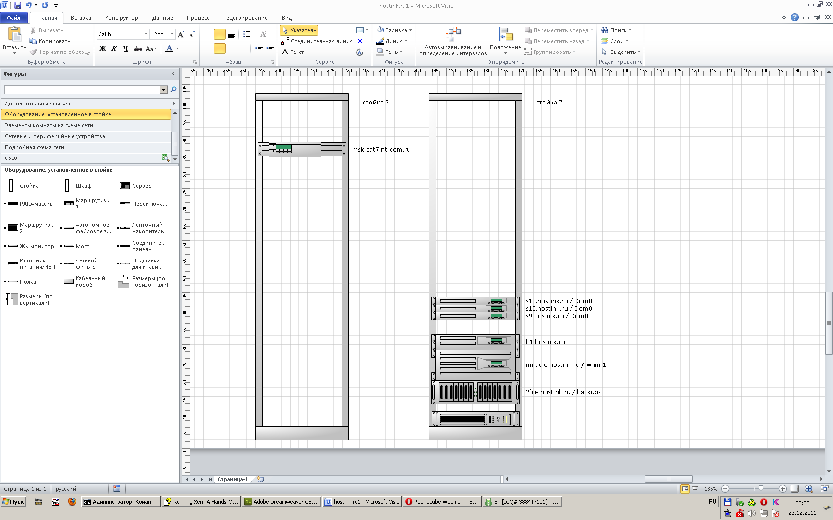 телекоммуникационный шкаф в visio